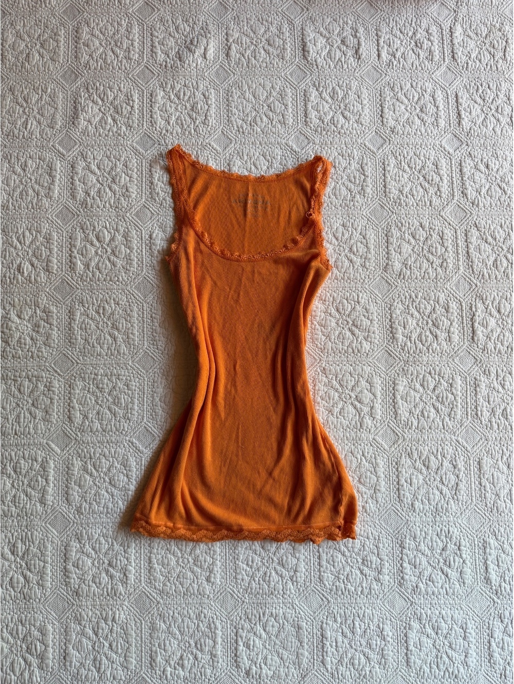 Y2K 2000s Arizona Jean Company Orange Ribbed Tank Top, 100% Cotton, Size meduim